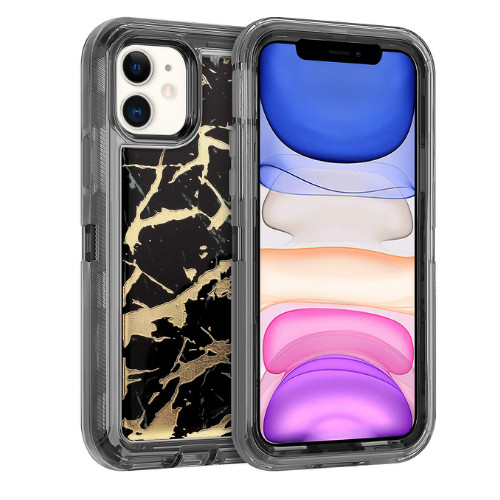D21- Marble Black 5.4inch iPhone 12 Mini Hybrid Robot Hard Case Heavy Duty Back …