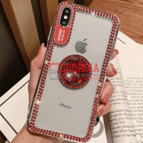 D94 For 6 5inch Iphone Xs Max Glitter Diamond Ring Stand Holder Acrylic Case Rhinestone 3d Grip Bling Cellphone Case With Lanyard Georgia Phone Case Georgia Phone Case