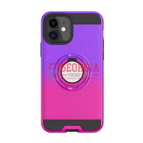 D71 Blue Purple Apple Iphone 11 6 1inch Shockproof Hybrid Defender Gradient Tpu Pc Cover Case With 360 Car Holder Finger Ring Bracket Georgia Phone Case Georgia Phone Case