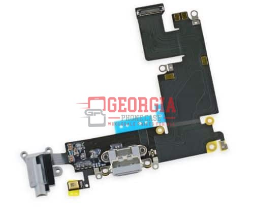 iPhone 6 Plus Light Gray Charging Port Flex Cable, Earphone Jack and Mic (High Quality - Substitute Part)
