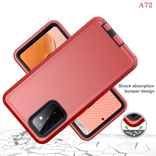 D1-Plain Red Samsung Galaxy A72 6.7 inch Hybrid Robot Hard Case With Belt Clip Heavy Duty Back Cover Defender Style – Georgia Phone Case