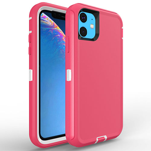 Sale! D367 – Pink iPhone 11 6.1 inch 3 in 1 Hybrid Robot Hard Case Heavy D…