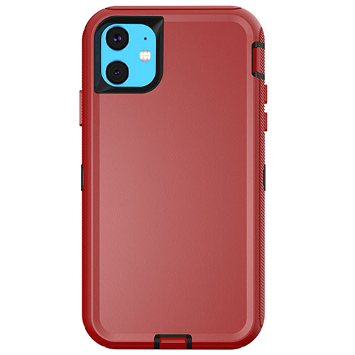 Sale! D366 – Red iPhone 11 6.1 inch 3 in 1 Hybrid Robot Hard Case Heavy Du…