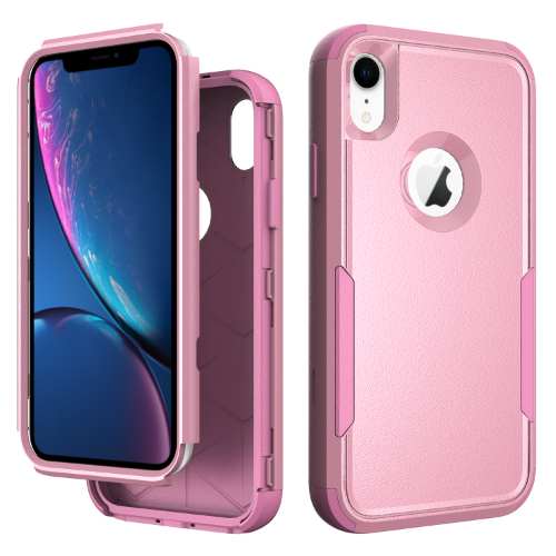 D364 – Pink iPhone XR 6.1 inch Dual Color Armor Shockproof 3 in 1 Hybrid C…