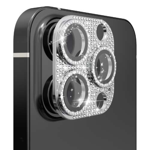 D803 – Silver Diamond Bling Camera Lens Full Tempered Glass for iPhone 14 …
