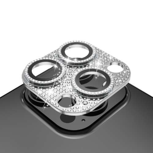 D803 – Silver Diamond Bling Camera Lens Full Tempered Glass for iPhone 14 …